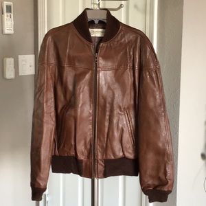 Deerskin Trading Post Men’s Leather Lined Bomber Jacket size 44 Brown